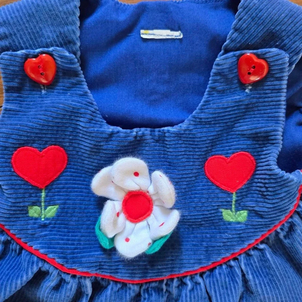 VTG colorblock blue corduroy rompers / overalls sizes 9m-24m check measurements